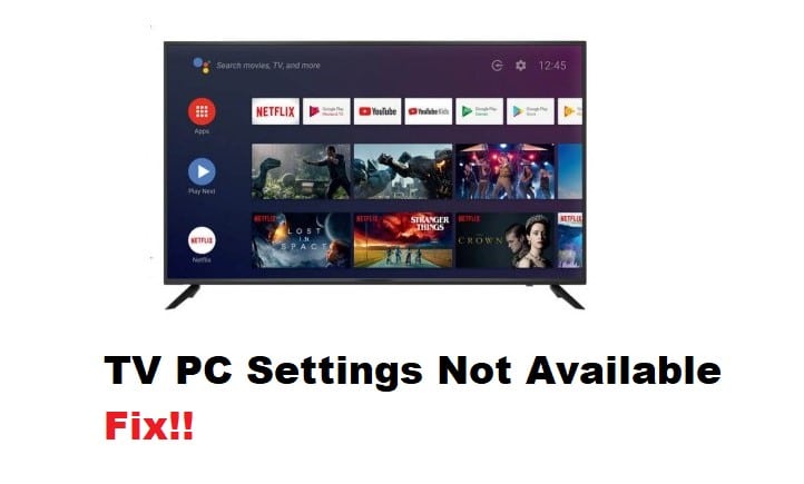 sylvania tv pc settings not available